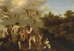 The Baptism Of Christ by Cornelis Van Poelenburgh