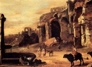 Figures Amongst Roman Ruins