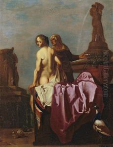 Bathseba Und Ihre Dienerin by Cornelis Van Poelenburgh