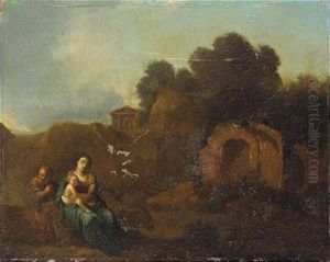 Rest On The Flight Into Eygpt by Cornelis Van Poelenburgh