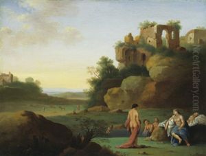 Badende Nymphen In Einer Sudlichen Landschaft