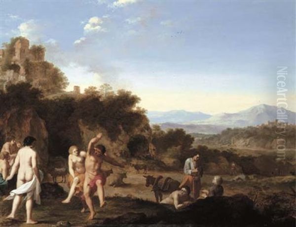 Figures Dancing Before Ruins In A Mediterranean Landscape - view 1
