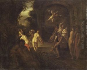 Badende Nymphen In Antiker Ruine by Cornelis Van Poelenburgh