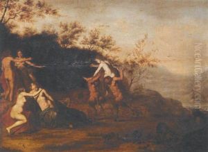 An Italianate Landscape With Nymphs And Satyrs by Cornelis Van Poelenburgh