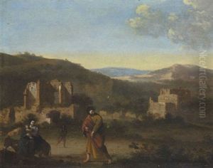 Die Heilige Familie Auf Der Flucht Nach Agypten by Cornelis Van Poelenburgh