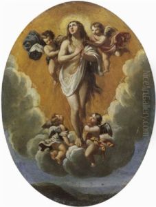 Die Himmelfahrt Der Hl. Maria Magdalena by Cornelis Van Poelenburgh
