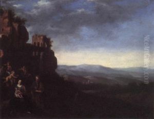The Rest On The Flight Into Egypt by Cornelis Van Poelenburgh