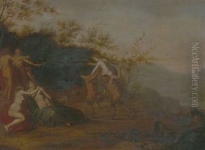 An Open Landscape With Nymphs And Satyrs by Cornelis Van Poelenburgh
