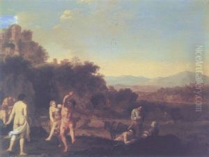 An Italianate Landscape With Figures Dancing An Italianate Landscape With Figures Dancing