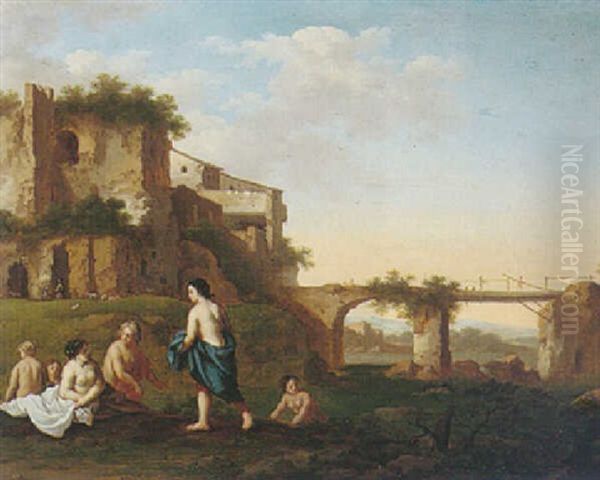 Nymphs Bathing In An Italianate Landscape - view 1