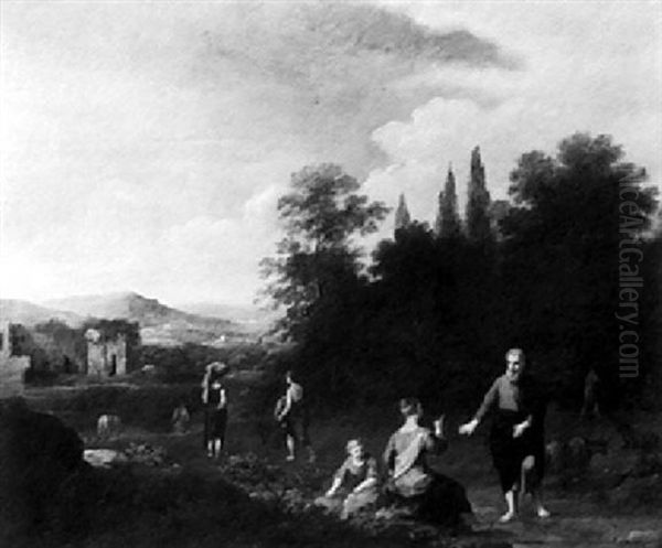 Figures And Animals In A Landscape - view 1