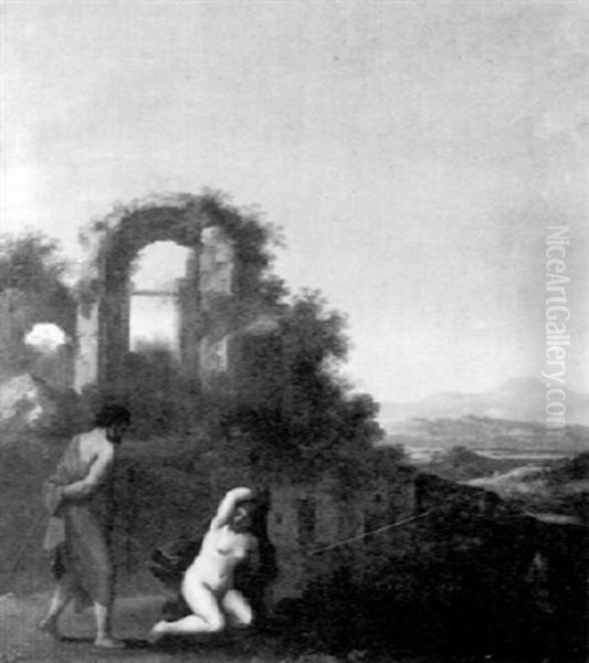 Landschaft Mit Ruine Und Mythologischer Figurenstaffage - view 1