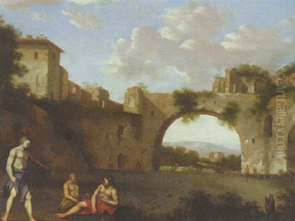A Classical Landscape With Figures Resting Before An Archway - view 1