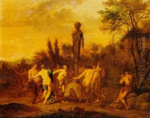 Satyrs And Nymphs Dancing Round A Statue Of Pan