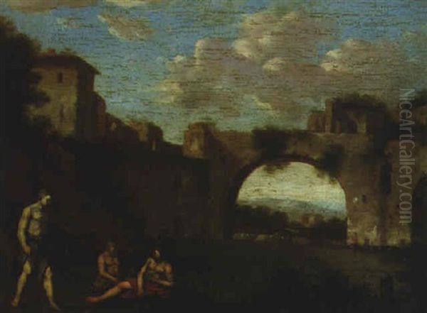 Classical Figures By A Ruined Viaduct - view 1