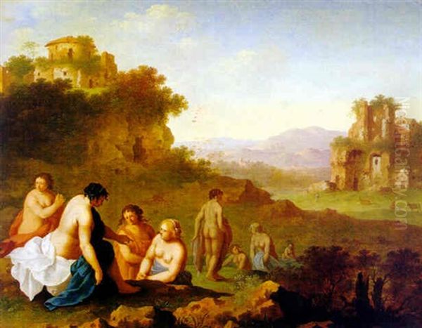 Bathers In An Italianate Landscape With Ruins - view 1