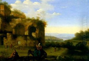 Die Hl. Familie Auf Der Flucht Nach Agypten by Cornelis Van Poelenburgh