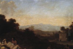 Nymphs And Shepherds In A Landscape by Cornelis Van Poelenburgh