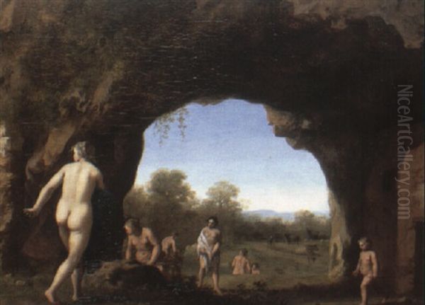 Nymphs Drying Themselves In A Grotto - view 1