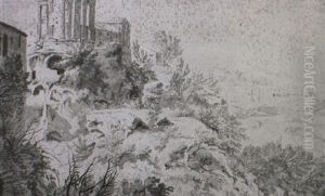 View Of An Italianate Landscape With Buildings In The Foreground