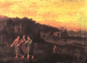 Christ On The Road To Emmaus by Cornelis Van Poelenburgh