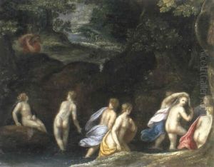 Aktaion Belauscht Diana Und Ihre Nymphen Beim Bade