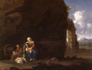 Sudliche Landschaft Mit Der Flucht Nach Zgypten by Cornelis Van Poelenburgh