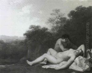 A Sleeping Nymph And A Satyr In An Italianate Landscape