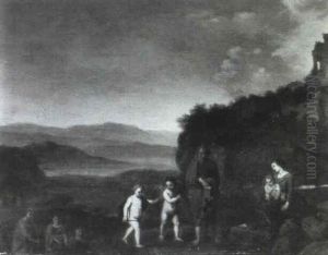 Le Repos De La Sainte Famille by Cornelis Van Poelenburgh
