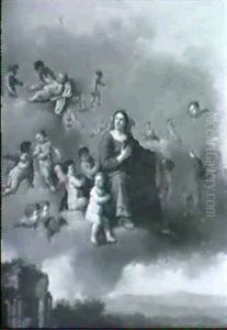 Maria Und Engel Auf Wolken Uber Einer Landschaft Mit Antiken Ruinen Maria Und Engel Auf Wolken Uber Einer Landschaft Mit Antiken Ruinen