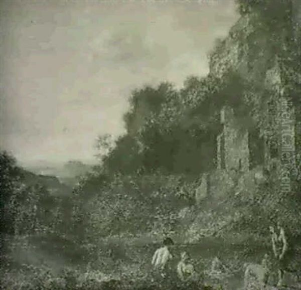 Nymphs Bathing In A Pool - view 1