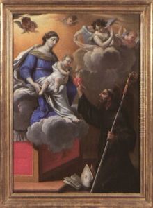 La Vierge Et L'enfant Jesus Apparaissant A Saint Augustin, Ou Saint Augustin Blesse D'amour Pour Le Christ by Charles Poerson