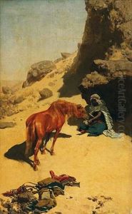 Le Ravitaillement, Nomade Et Cheval Arabe Dans Le Desert
