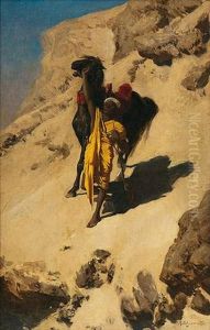 Nomade Et Cheval Arabe Dans Le Desert by Robert Poetzelberger