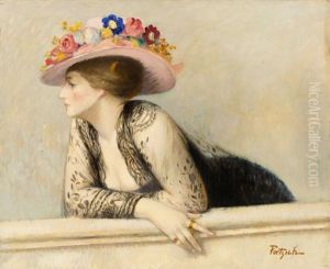 Elegante Au Chapeau A Fleurs by Gustave Poetzsch