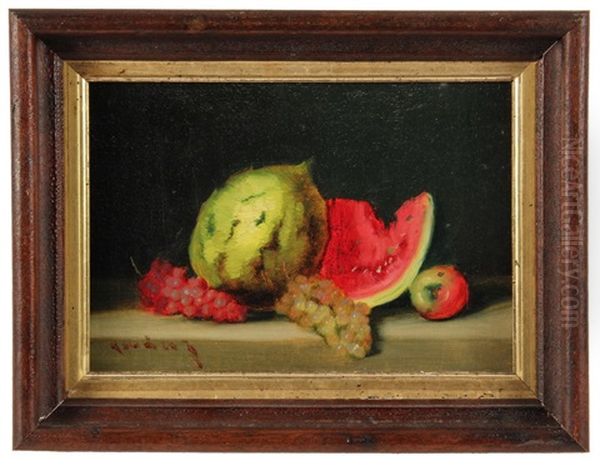 Still Life With Watermelon, Grapes And Apple - view 1