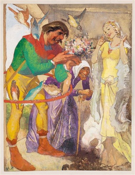 The Witch's Lovelorn Son And Florimell; Britomarf Sees Artagell In The Magic Mirror - view 1