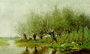 Ducks Resting Under Pollard Willows by Geo Poggenbeek