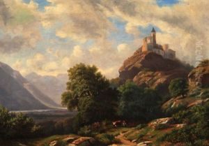 Blick Auf Das Rhonetal Und Die Burg Valeria Ob Sitten