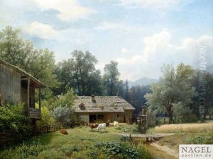 Bauerngehoft In Sommerlandschaft