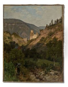Blick Auf Malerisches Tal Mit Schlosschen, Terrassen Und Hugelhorizont by Hermann Pohle the Elder