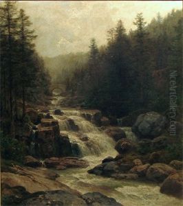 Roaring Mountain Stream by Hermann Pohle the Elder