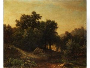 Waldinneres Mit Kohlerhutte Und Staffagefiguren by Hermann Pohle the Elder