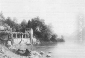 Villa On The Lakeside by Hermann Pohle the Elder