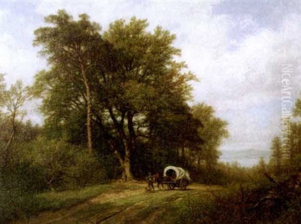 A Wagon In A Wooded Landscape - view 1
