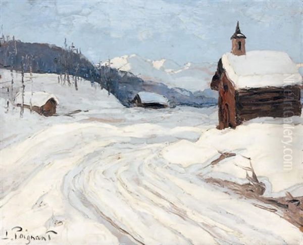 Chapelle Dans Un Paysage De Montagne Enneige - view 1