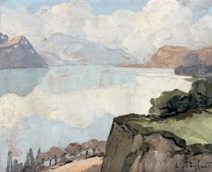 Paysage De Lac De Montagne by Lucien Poignant