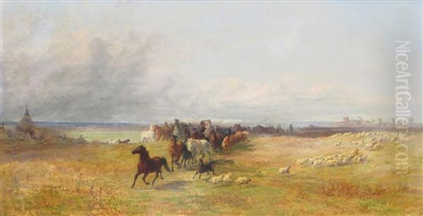 Cattle, Horses And Sheep On The Roman Campagne - view 1