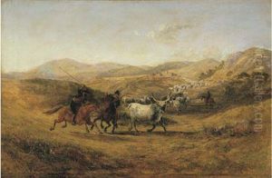 Butteri E Bovini Al Pascolo by Charles H. Poingdestre