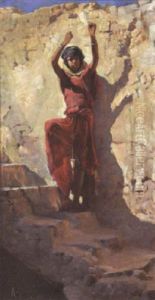 Jeune Fileuse En Rouge by Armand Point